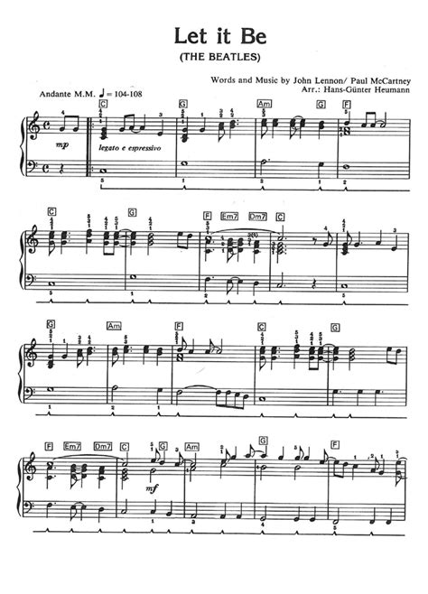 Let It Be Easy Piano Sheet Music Easy Sheet Music