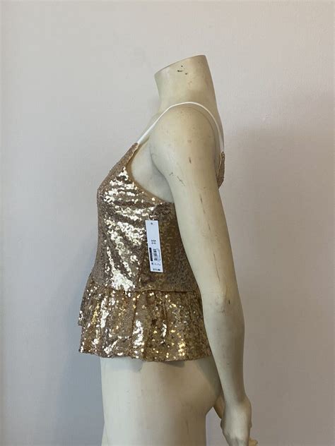 Metallic Gold Sequin Crop Top Party Size Small New W Tags Nobo Ebay
