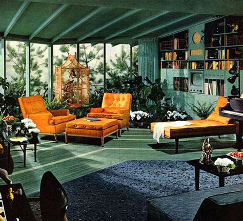 Lots Of Green Mid Century Modern Interiors 1950s Interior Design