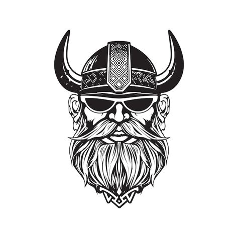 Viking Portant Des Lunettes De Soleil Vintage Logo Ligne Art Concept