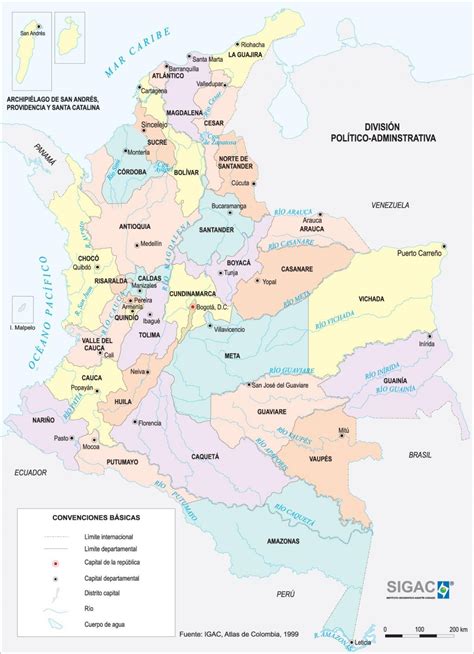 Mapa De Colombia Con Departamentos Y Capitales Descargar E Imprimir Mapas