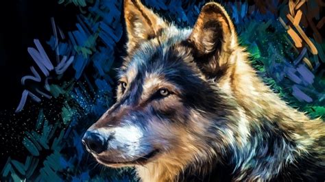 Download 1366x768 Wolf Painting Digital Art Majestic Wallpapers For