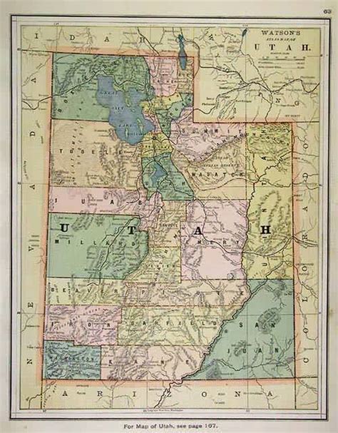 Watsons 1886 Map Of Utah Art Source International