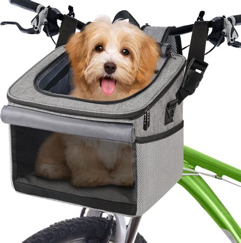 Mancro Dog Bike Basket Foldable Dog Bike Carrier 15lbs Soft Sided