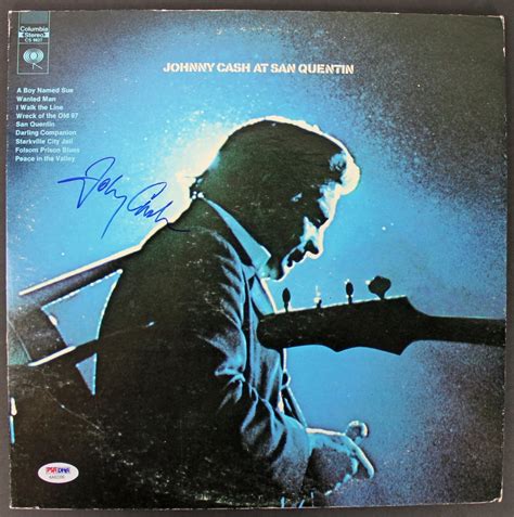 Johnny Cash Signed At San Quentin Album Cover W Vinyl Psa Coa