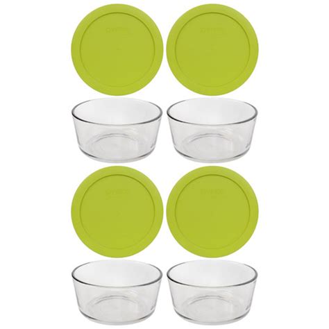 Pyrex 4 7201 4 Cup Glass Bowls And 4 7201 Pc Green Edamame Lids Helton Tool And Home