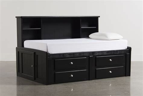 Summit Black Twin Bookcase Daybed Bed With 4 Drawer Storage Unit Full Bed With Storage Bed