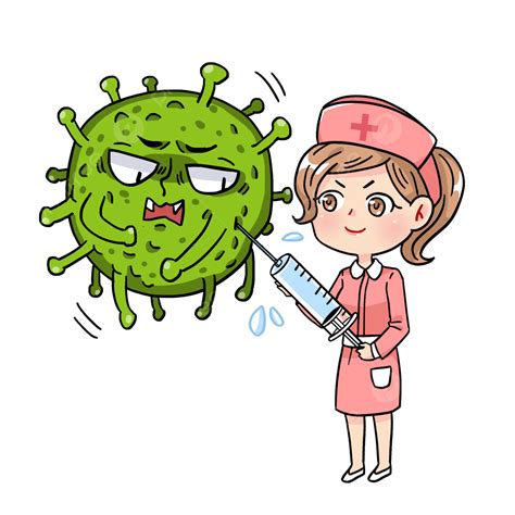 Gambar Perawat Menyuntik Virus Dan Bakteri Bakteri Kartun Perawat