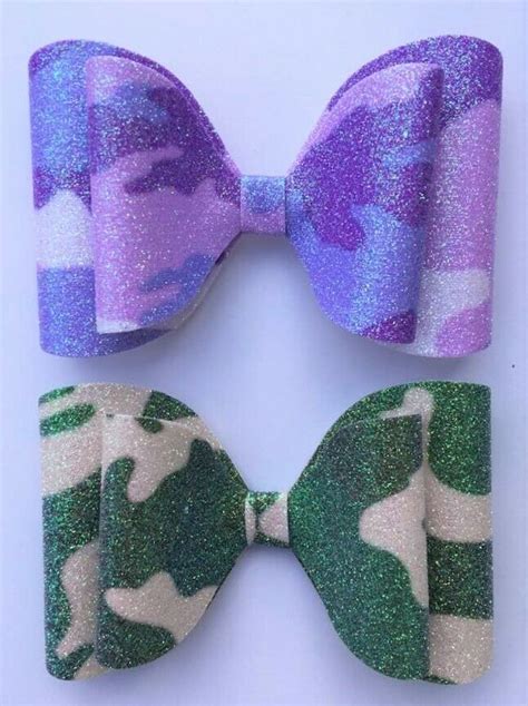 Large Sparkling Glitter Army Camouflage Hair Bow Clip Bobble Brooch Green Lilac EBay Bow