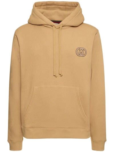 Heavy Felted Cotton Jersey Hoodie Gucci Men Luisaviaroma