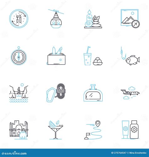 Romantic Getaway Linear Icons Set. Serenity, Tranquility, Bliss