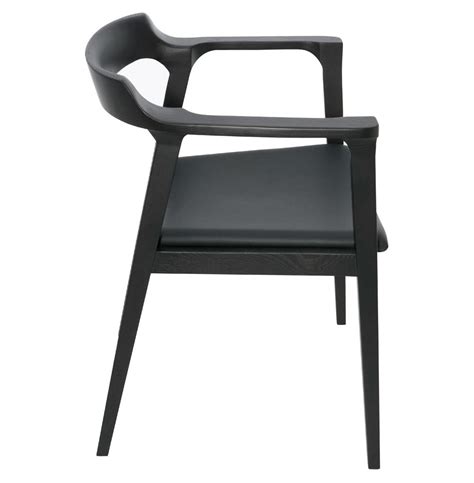 Katelyn Mid Century Modern Black Oak Leather Dining Arm Chair
