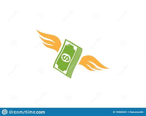 Flying Stack Of Dollar Banknotes Set Of Money With Wing Fly Logo Line
