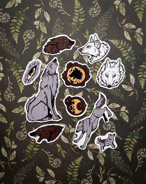 Wolf Pack Vinyl Sticker Set Wolves Stickers Canine Moon Etsy