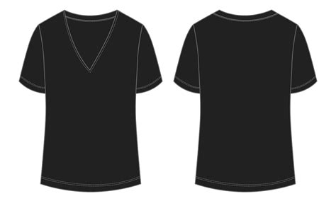 Premium Vector V Neck T Shirt Technical Fashion Flat Sketch Vector