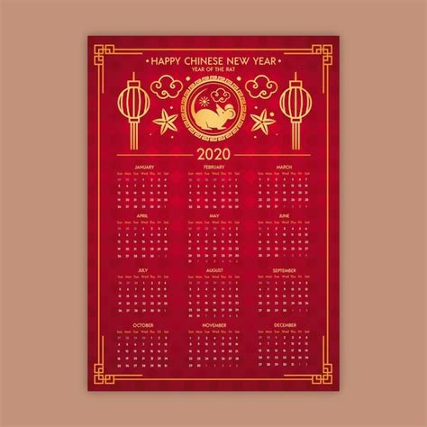 Free Vector Chinese New Year Calendar In Flat Design
