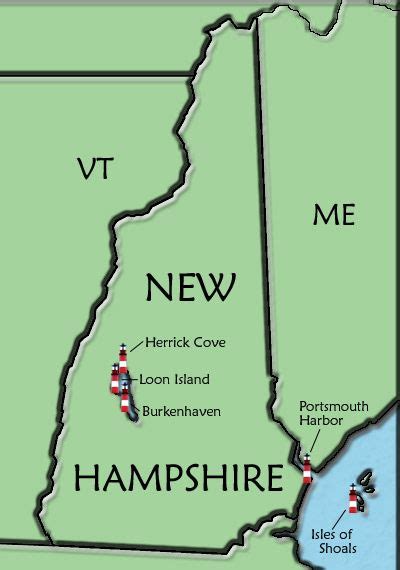 New Hampshire Lighthouse Map Lighthouse New Hampshire