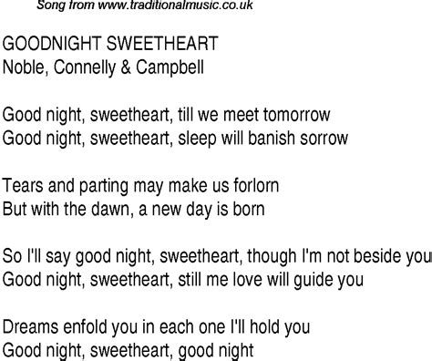 1940s Top Songs Lyrics For Goodnight Sweetheart