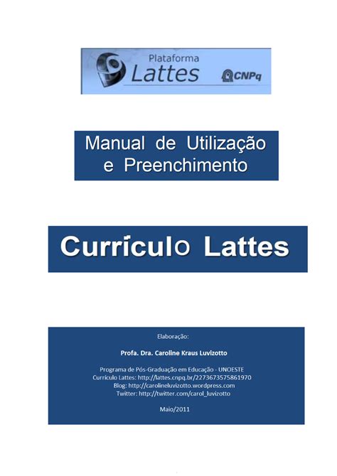 Manual De Preenchimento Do Curriculo Lattes Oficina Para