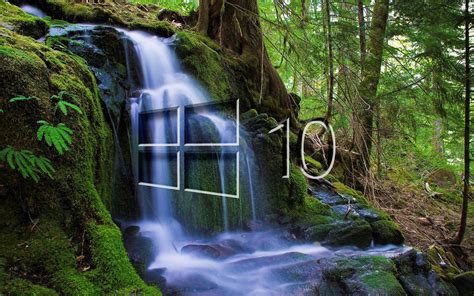 Windows 10 over the waterfall glass logo wallpaper - Computer ...