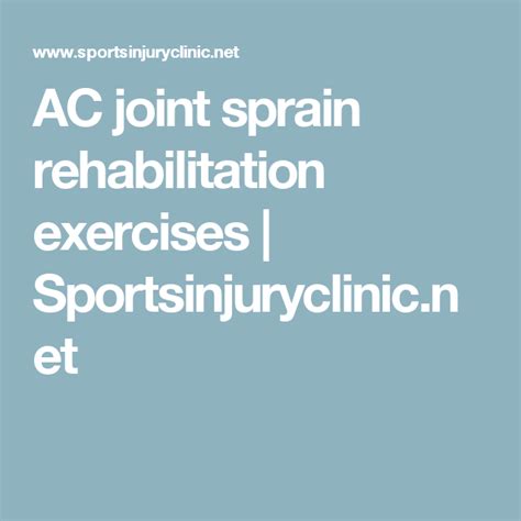 Ac Joint Sprain Rehabilitation Exercises