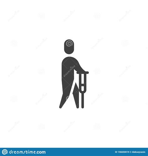 Man With Crutches Vector Icon Stock Vector Illustration Of Vector