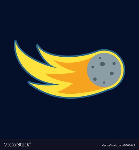 Comet Fireball Or Meteor Icon Cartoon Style Vector Image