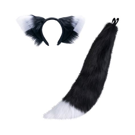 Pawstar Yip Tip Fox Ear And Mini Tail Set Black Or White Base Etsy