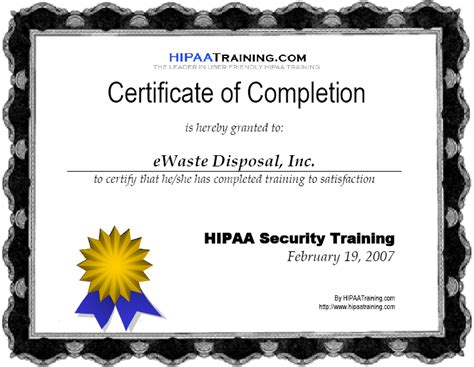 Hipaa Training Certificate Template