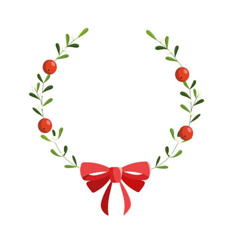 Clip Art Of A Christmas Wreath Red Bow Illustrations Royalty Free