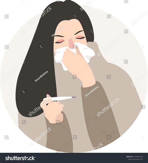 Girl Flu Vector Illustration Flat Female Stock Vector Royalty Free