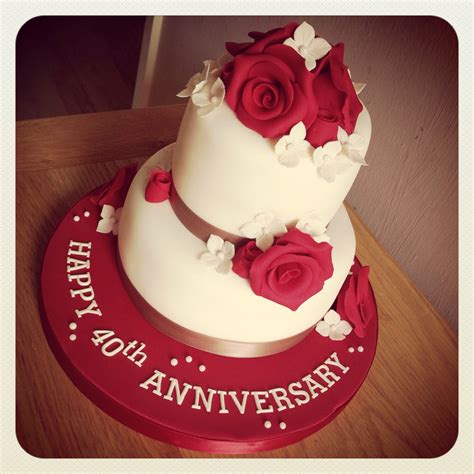 Easy & simple anniversary cake ideas(silver wedding anniversary cake tutorial). Perfect ruby wedding anniversary cake | 40th wedding ...