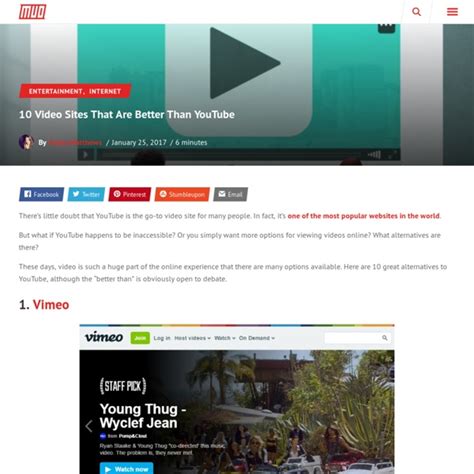 But there are some fantastic youtube alternatives available online. 12 Video Sites That Are Better Than YouTube | Pearltrees