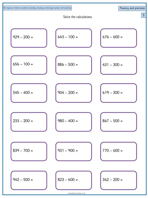 Add And Subtract Numbers Mentally Including A Three Digit Number And