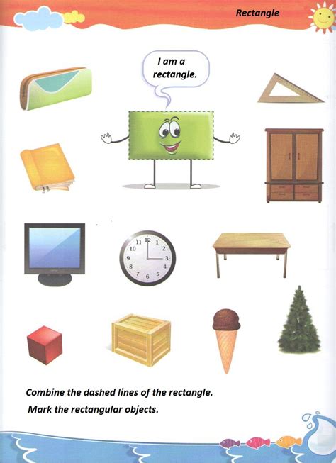 Next, students build shape recognition skills by finding and coloring only their shape in the group of shapes. rectangle worksheet for preschool - Preschool Crafts