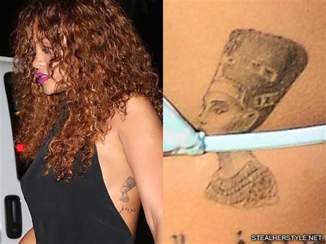 Rihannas Tattoos And Meanings Steal Her Style Rihanna Tattoo Celebrity Tattoos Nefertiti Tattoo