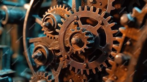 Premium Ai Image Vintage Rusty Machinery Gears Steampunk Background