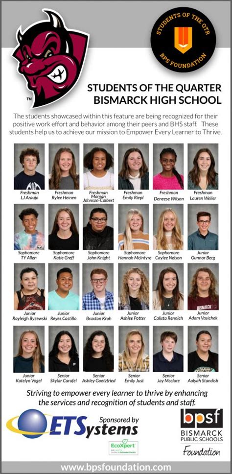 Bhs Students Of The Quarter For The 4th Quarter Bismarck Public