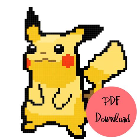 Pixel Pikachu Pokemon Cross Stitch Pattern Etsy