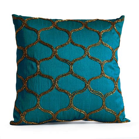 Designer Pillow Decorative Teal Pillow Cover Turquoise Pillow Silk
