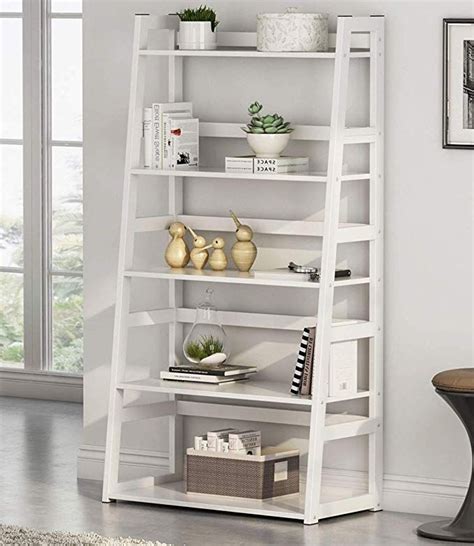 Tribesigns 5 Tier Ladder Shelf 5 Shelf Bookshelf Modern Bookcase