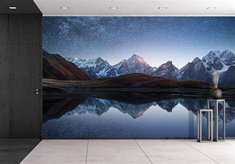Wall26 Night Sky With Stars And The Milky Way Over A Mountain Lake