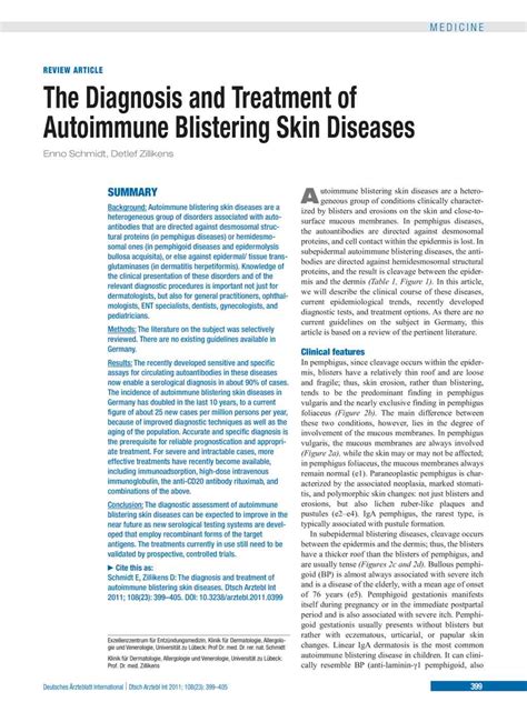The Diagnosis And Treatment Of Autoimmune Blistering Skin Diseases 10