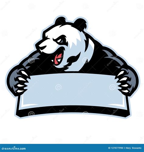 Panda In Sport Mascot Hold The Blank Banner Stock Vector Illustration