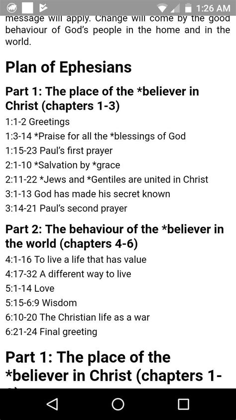 Outline For Pauls Letter To The Ephesians Bible Knowledge Bible