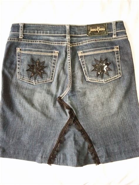 Upcycled Denim Skirt Picture Only My Creation Andreea S Crafty Boutique Back View