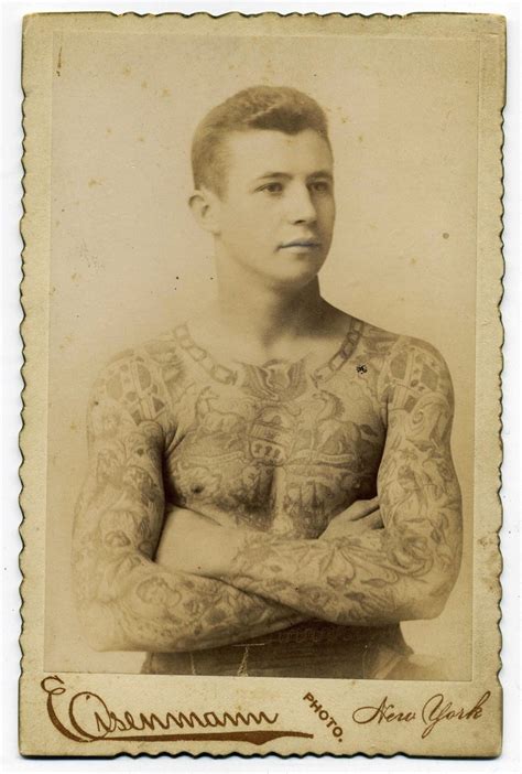 19th Century Cabinet Photo Of A Tattooed Man Vintage Portraits Vintage
