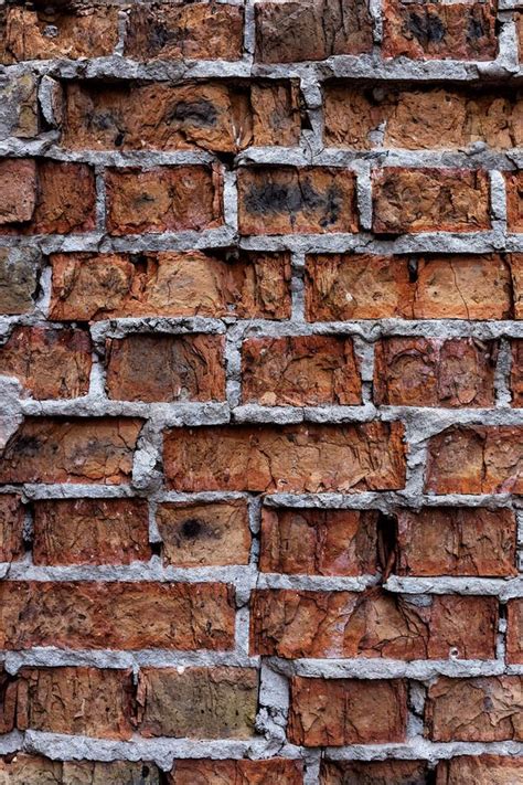 Old Red Brick Wall Rustic Shattered Texture Design Vertical