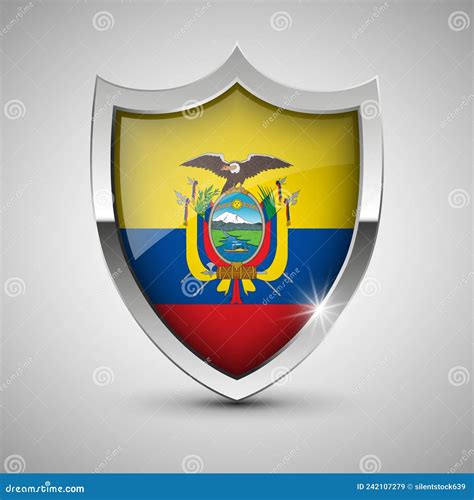 Eps10 Vector Patriotic Shield With Flag Of Ecuador Stock Vector