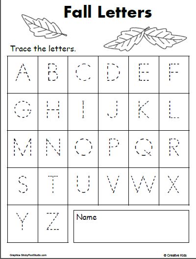 uppercase letter tracing fall   teachers
